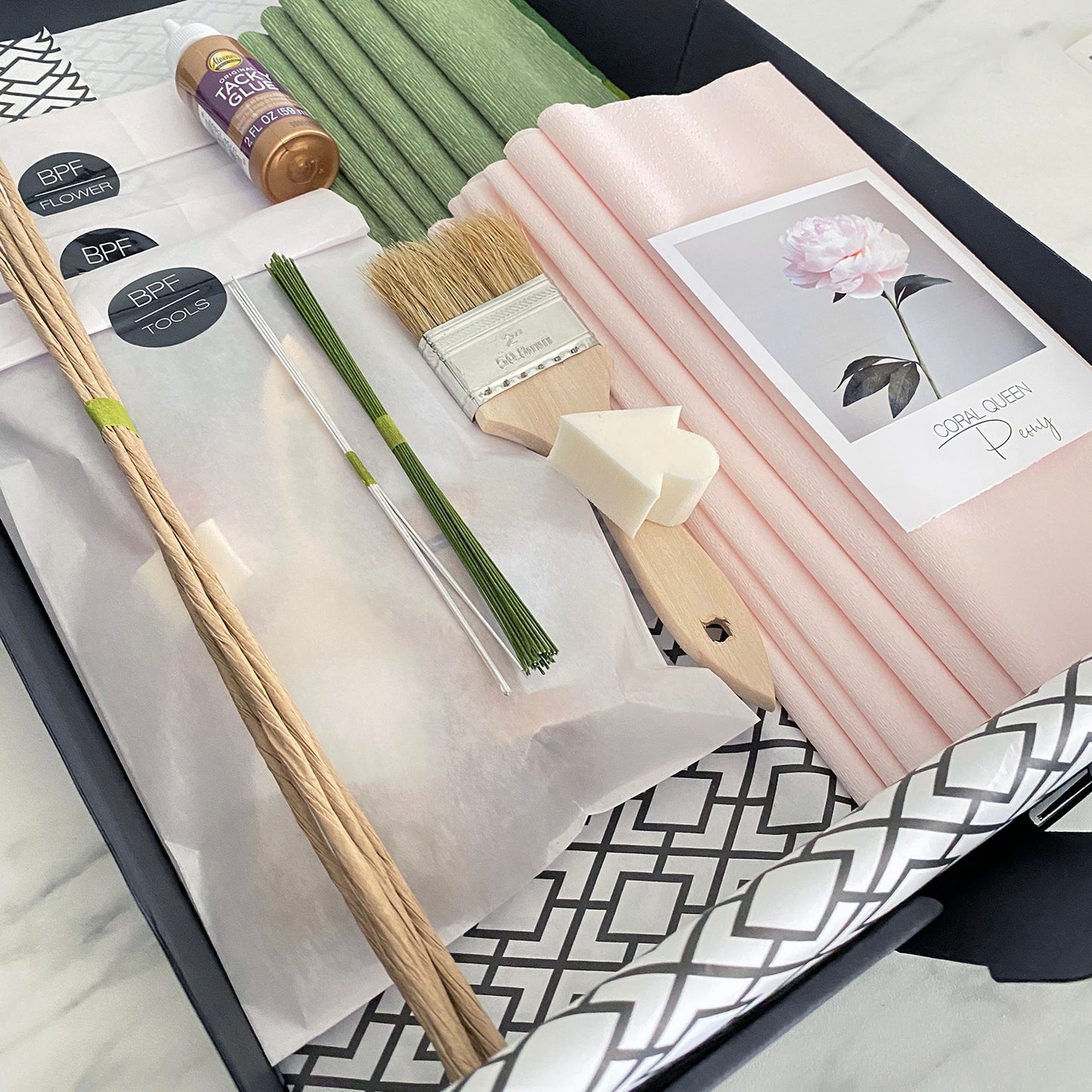 Coral Queen Peony BOUQ Studio Box