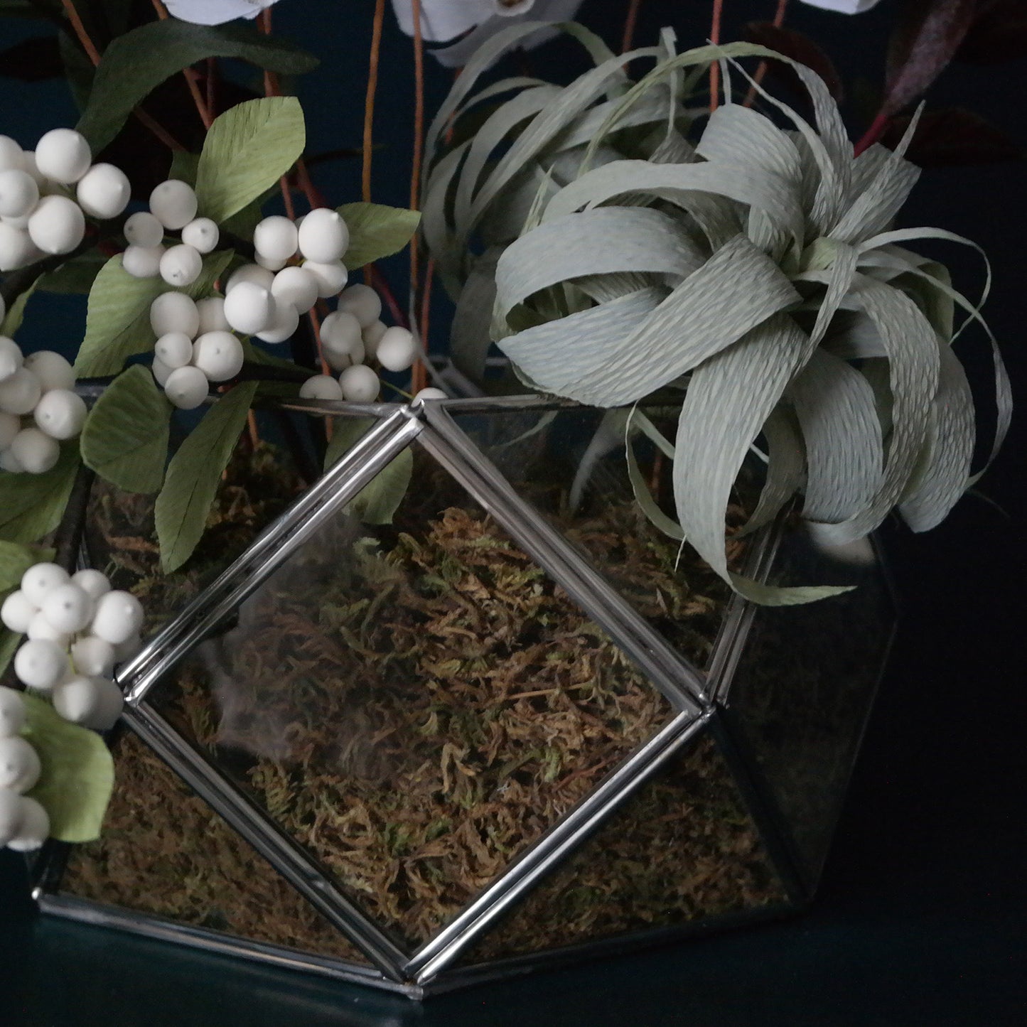 Winter Cyclamen Terrarium Arrangement from Crepe Paper